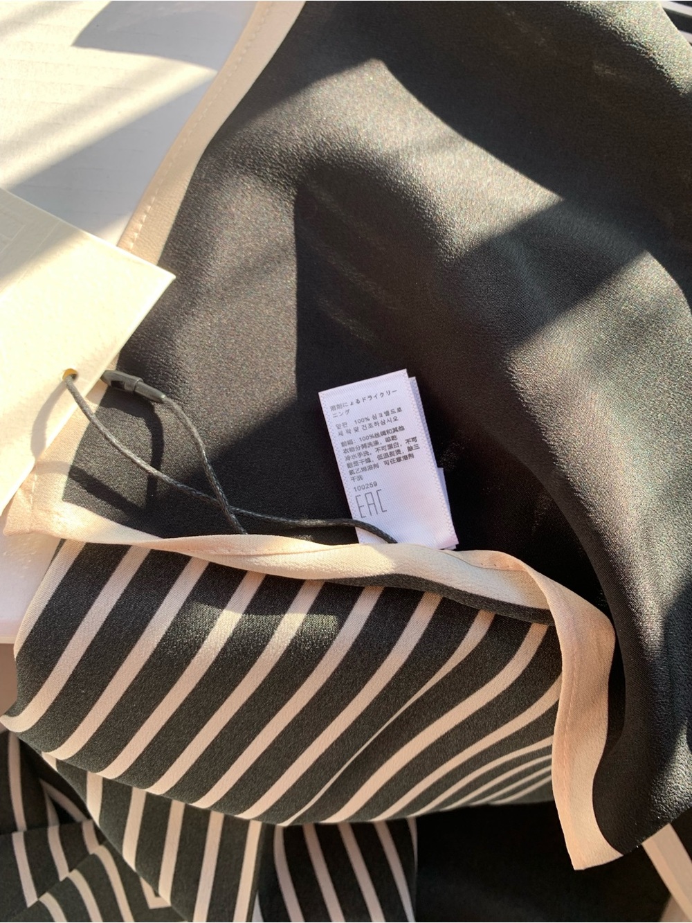 Toteme Black and Cream Geometric Silk Scarf - Picture 3 of 6